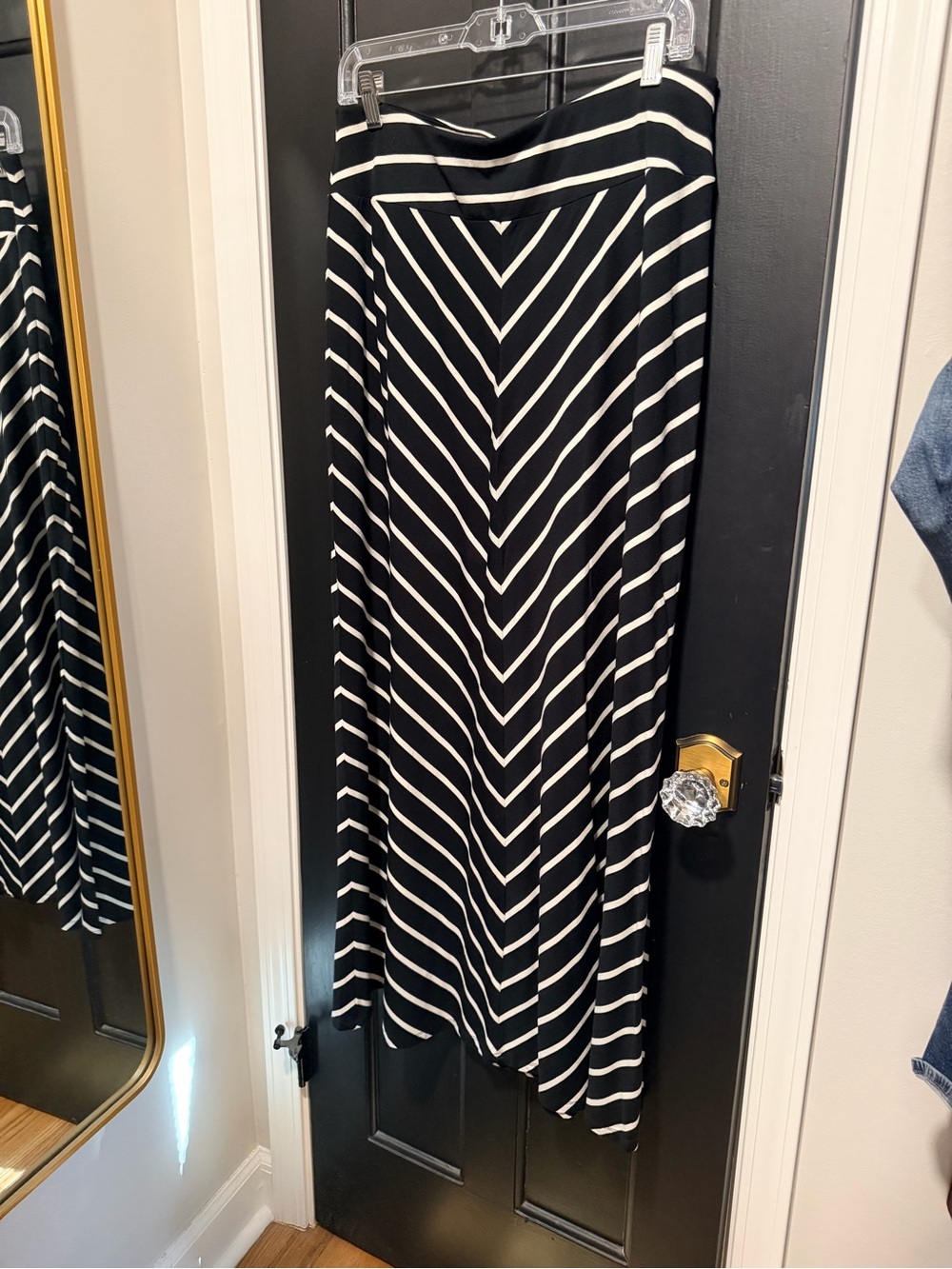 Talbots Black and White Chevron Maxi Skirt